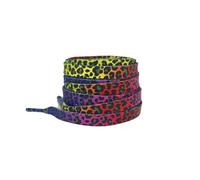 Elerevyo 1 Pair Leopard Print Flat Shoe Laces for Sneakers, 0.31'' Shoelaces Shoestrings for Casual Hiking Shoes Rainbow 140cm/55.1"