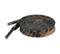 Elerevyo 1 Pair Leopard Print Flat Shoe Laces for Sneakers, 0.31'' Shoelaces Shoestrings for Casual Hiking Shoes, Black Brown, 100cm/39.4"