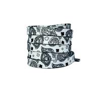 Elerevyo 1 Pair Paisley Printed Flat Shoe Laces for Sneakers, 0.31" Colourful Shoelaces Shoestrings for Casual Hiking Shoes, White Black, 140cm/55.1"