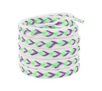 Elerevyo 2 Pairs 0.47'' Wide Contrast Color Flat Fat Braided Twist Woven Shoeslaces Shoe Laces Shoestrings, Fluorescent Green+purple, 100cm/39.4"
