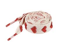 Elerevyo 2 Pairs Flat Glitter Shiny Shoe Laces, Metallic Heart Shoelaces, Beige-red Heart, 160cm/63.0"