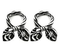 Elerevyo 2Pcs Women's Satin Silky Scarves - 19.6"x19.6" - Square Printed Neckerchief Neck Scarf Black Zebra&Black Zebra 50 * 50cm/19.69 * 19.69"(L*W)