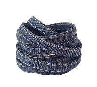 Elerevyo Cotton Blend Denim Flat Shoelace, 0.31'' Width Shoe Laces with Metal Tips for Sneakers Blue 160CM/62.99"