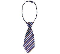 Elerevyo Cute Uniform Tie, Pretied Knot, Colorful Striped Short Ties for Women School Casual Indigo Cyan Gold One Size