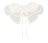 Elerevyo Detachable Fake Collar, Lace Embroidery Knit Little Shawl Mini Cape Choker False Peter Pan Collar for Blouse White-4 One Size