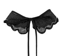Elerevyo Detachable Fake Collar, Rhinestone Little Shawl Mini Cape Choker Necklace False Peter Pan Collar for Women Blouse Black-1 One Size