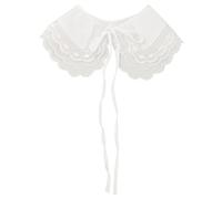 Elerevyo Detachable Fake Collar, Semi-Sheer Embroidery Mini Cape Neck Ruff Dickey False Collar for Blouse White-8 One Size