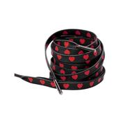 Elerevyo Heart Printed Colored Shoelaces Flat Shoe Laces Strings for Sneakers Athletic Sport Boots 1 Pair Black-Red Heart 100cm/39.4"