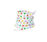 Elerevyo Heart Printed Colored Shoelaces Flat Shoe Laces Strings for Sneakers Athletic Sport Boots 1 Pair White-Colorful Heart 100cm/39.4"