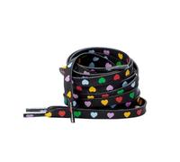 Elerevyo Heart Printed Colored Shoelaces Flat Shoe Laces Strings for Sneakers Athletic Sport Boots 1 Pair Black-Colorful Heart 100cm/39.4"