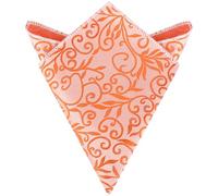 Elerevyo Men's Floral Pocket Square Leaf Twist Pattern Handkerchiefs with Trim for Wedding Party Orange One Size