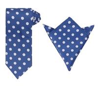 Elerevyo Men's Necktie Sets Polka Dot Ties with Matching Pocket Square Tie for Wedding Business Royal Blue One Size