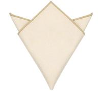 Elerevyo Men's Pocket Square Solid Color Herringbone Textured Handkerchief with Trim for Suits Formal One Size Beige