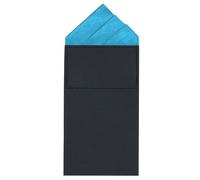 Elerevyo Men's Solid Card-inserting Pocket Squares Prefolded Polyester Handkerchiefs 3.1" for Business Formal Wedding Blue One Size