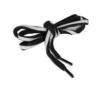 Elerevyo Mens Womens Round Reflective Shoelaces Colorful Stripes Oval Shoe Laces for Sneakers 2 Pairs Black Silver Glitter 100cm/39.4"