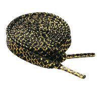 Elerevyo Metallic Sparkly Flat Wide Shoe Laces for Sneakers Checkered Thick Shoelaces 1 Pair Black and Gold 180cm/70.9"