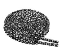 Elerevyo Metallic Sparkly Flat Wide Shoe Laces for Sneakers Checkered Thick Shoelaces 1 Pair Black and Silver 80cm/31.5"