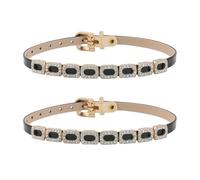 Elerevyo Square Rhinestone Buckle Shoe Strap Adjustable Women's Non-Slip High Heel Shoe Retainer, Glossy Black, One Size