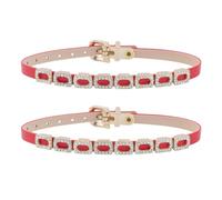 Elerevyo Square Rhinestone Buckle Shoe Strap Adjustable Women's Non-Slip High Heel Shoe Retainer, Matte Red, One Size