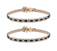 Elerevyo Square Rhinestone Buckle Shoe Strap Adjustable Women's Non-Slip High Heel Shoe Retainer, Matte Black, One Size