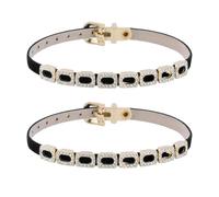 Elerevyo Square Rhinestone Buckle Shoe Strap Adjustable Women's Non-Slip High Heel Shoe Retainer, Suede Black, One Size