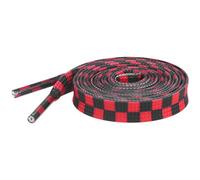 Elerevyo Two Color Checkered Flat Shoelaces Plaid Shoelaces for Sneaker Shoes 1 Pair Red and Black 140cm/55.1"