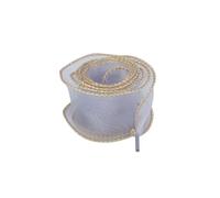 Elerevyo Unisex Wide Shoelaces, Wavy Curl Silk Chiffon Shoelaces, Solid, 2 Pairs Per Pack, Gold Edge-6, 140cm/55.12"