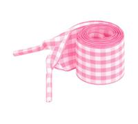 Elerevyo Wide Flat Checkered Shoelaces Fabric Ribbon Plaid Fantastic Shoe Laces for Sneaker Sport Shoes 2 Pairs Pink 140cm/55.1"