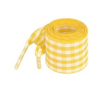 Elerevyo Wide Flat Checkered Shoelaces Fabric Ribbon Plaid Fantastic Shoe Laces for Sneaker Sport Shoes 2 Pairs Yellow 120cm/47.2"
