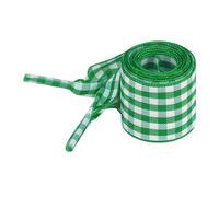 Elerevyo Wide Flat Checkered Shoelaces Fabric Ribbon Plaid Fantastic Shoe Laces for Sneaker Sport Shoes 2 Pairs Green 120cm/47.2"