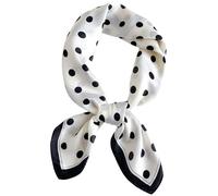 Elerevyo Women 1950s Polka Dots Vintage Scarf, Retro Square Silky Satin 50s Neckerchief Head Wrap Bandanas Neck Scarves Beige 70x70cm/27.6x27.6(LxW)