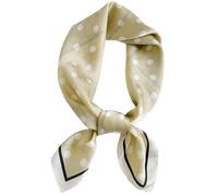 Elerevyo Women 1950s Polka Dots Vintage Scarf, Retro Square Silky Satin 50s Neckerchief Head Wrap Bandanas Neck Scarves Khaki 70x70cm/27.6x27.6(LxW)