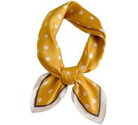 Elerevyo Women 1950s Polka Dots Vintage Scarf, Retro Square Silky Satin 50s Neckerchief Head Wrap Bandanas Neck Scarves Ginger Yellow 70x70cm/27.6x27.6(LxW)