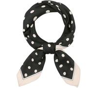 Elerevyo Women 1950s Polka Dots Vintage Scarf, Retro Square Silky Satin 50s Neckerchief Head Wrap Bandanas Neck Scarves Black Dot 68x68cm/26.7x26.7(LxW)