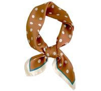 Elerevyo Women 1950s Polka Dots Vintage Scarf, Retro Square Silky Satin 50s Neckerchief Head Wrap Bandanas Neck Scarves Brown 70x70cm/27.6x27.6(LxW)