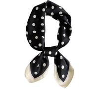Elerevyo Women 1950s Polka Dots Vintage Scarf, Retro Square Silky Satin 50s Neckerchief Head Wrap Bandanas Neck Scarves Black 70x70cm/27.6x27.6(LxW)