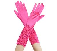 Elerevyo Women Evening Satin Pleated Full Finger Opera Length Gloves