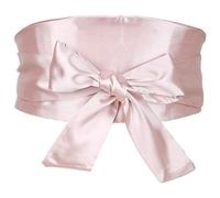 Elerevyo Women Plus Size Satin Silky Self-Tie Obi Wide Sash Belt for Dress