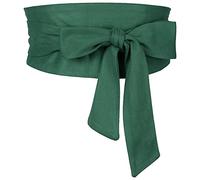 Elerevyo Women Plus Size Solid Obi Belt, Bowknot Self Tie Wrap Wide Sash Waistband Belt for Dress Army Green 56-82cm/22.05-32.28"