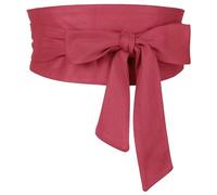 Elerevyo Women Plus Size Solid Obi Belt, Bowknot Self Tie Wrap Wide Sash Waistband Belt for Dress Red Violet 56-82cm/22.05-32.28"