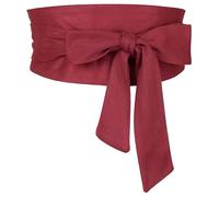 Elerevyo Women Plus Size Solid Obi Belt, Bowknot Self Tie Wrap Wide Sash Waistband Belt for Dress Red 56-82cm/22.05-32.28"