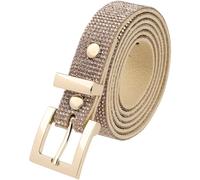 Elerevyo Women Rhinestone Belts, Bling Crystal Sparkly Diamond Shiny Soft Waistband for Party Jeans Dresses Bronze 115x1.9cm/45.3x0.7(LxW)
