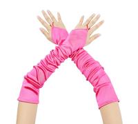 Elerevyo Women Satin Fingerless Elbow Gloves for Wedding Party