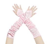 Elerevyo Women Satin Fingerless Elbow Gloves for Wedding Party