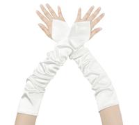 Elerevyo Women Satin Fingerless Elbow Gloves for Wedding Party