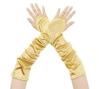 Elerevyo Women Satin Fingerless Elbow Gloves for Wedding Party