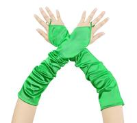 Elerevyo Women Satin Fingerless Elbow Gloves for Wedding Party