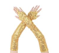 Elerevyo Women Sequins Gloves Fingerless Shiny Arm Sleeves Long Hook Finger