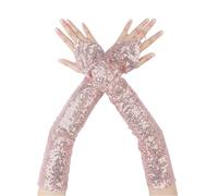 Elerevyo Women Sequins Gloves Fingerless Shiny Arm Sleeves Long Hook Finger