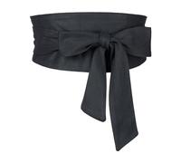 Elerevyo Women Solid Obi Belt, Bowknot Self Tie Wrap Wide Sash Waistband Belt for Dress Navy Blue 56-82cm/22.05-32.28"